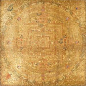 Original Hand Painted Full 24K Gold Style Kalachakra Mandala Tibetan Thangka | Mindfulness Meditation Object